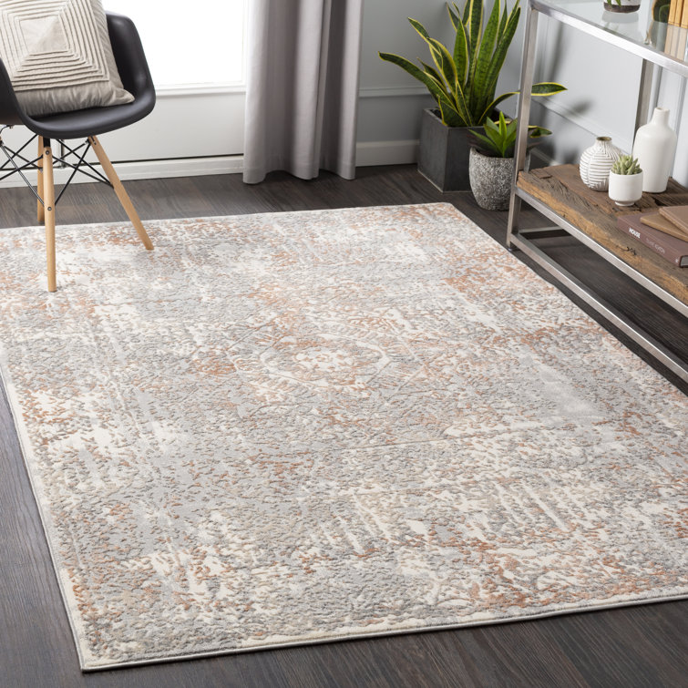 Williston Kershaw Oriental Area Rug in Burnt Orange/Light Gray